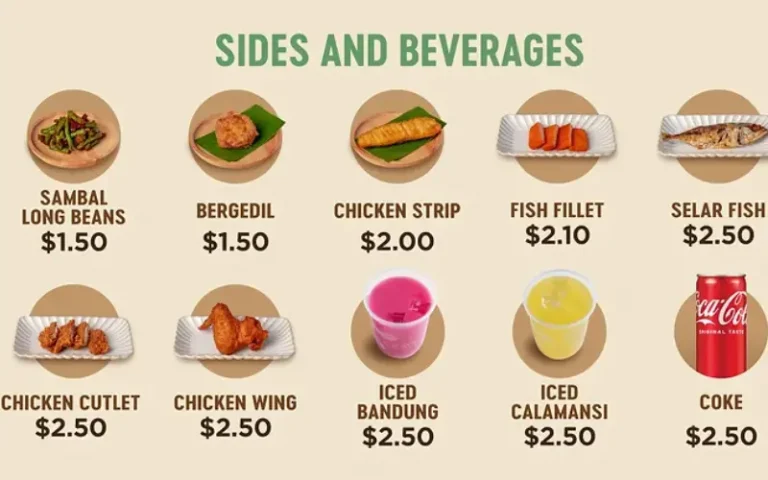 CRAVE NASI LEMAK BEVERAGES MENU WITH PRICES FOR SINGAPORE