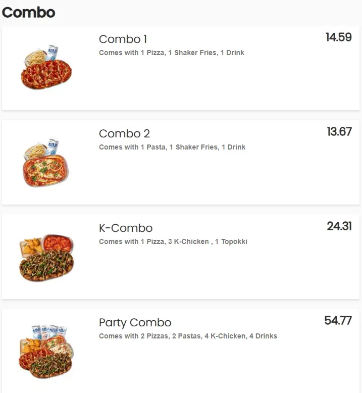 GOPIZZA COMBO MENU WITH PRICES
2024