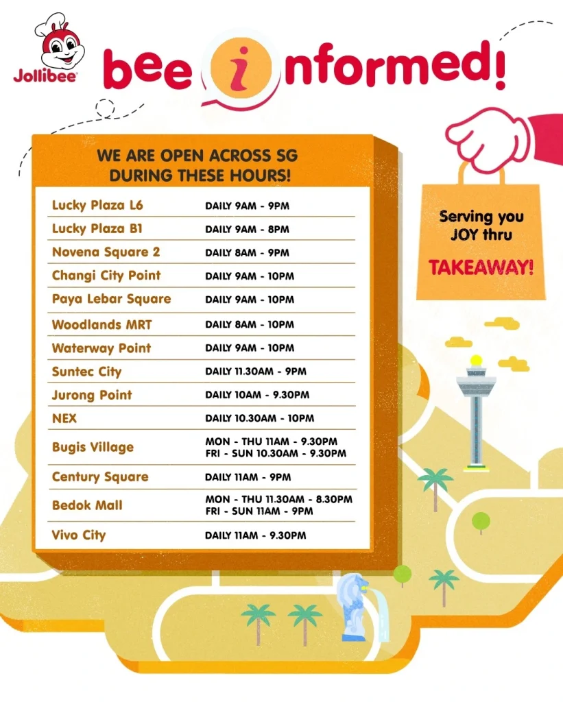 Jollibee Singapore Outlets – Location & Operating Hours 2024