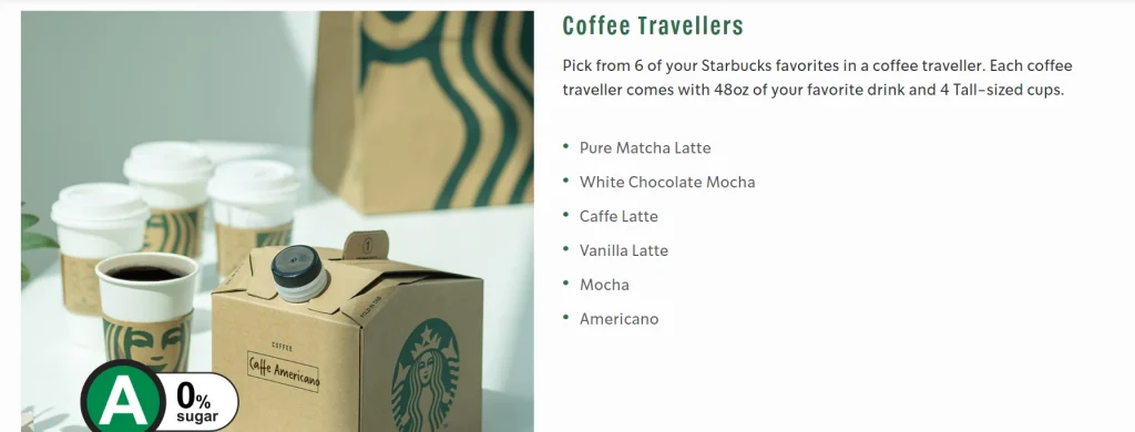 STARBUCKS COFFEE TRAVELLERS MENU PRICES 2024
