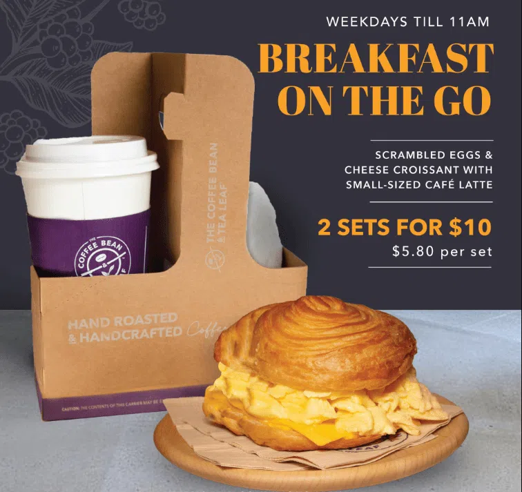 THE COFFEE BEAN & TEA LEAF ALL DAY BREAKFAST MENU WITH PRICES FOR SINGAPORE