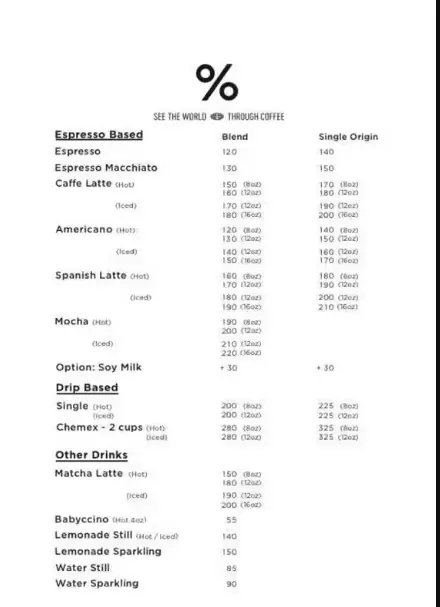 ARABICA OTHER DRINKS MENU WITH PRICES 2024