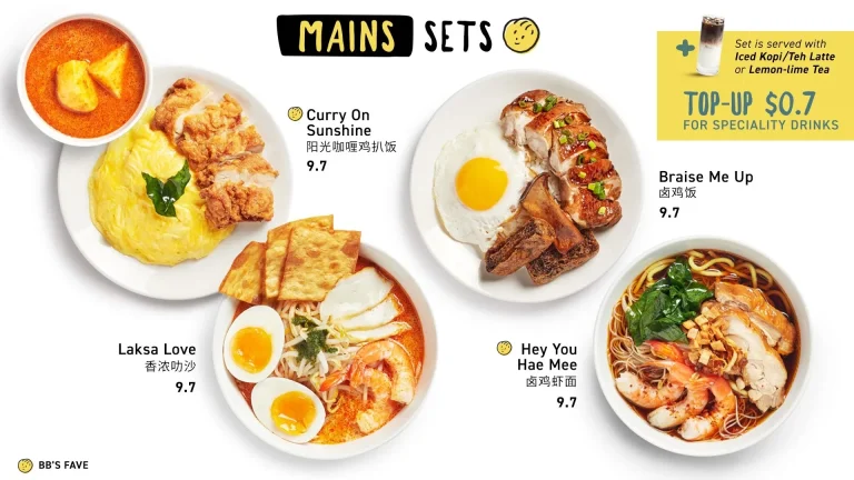 BUTTER BEAN MAIN SETS MENU WITH PRICES FOR SINGAPORE