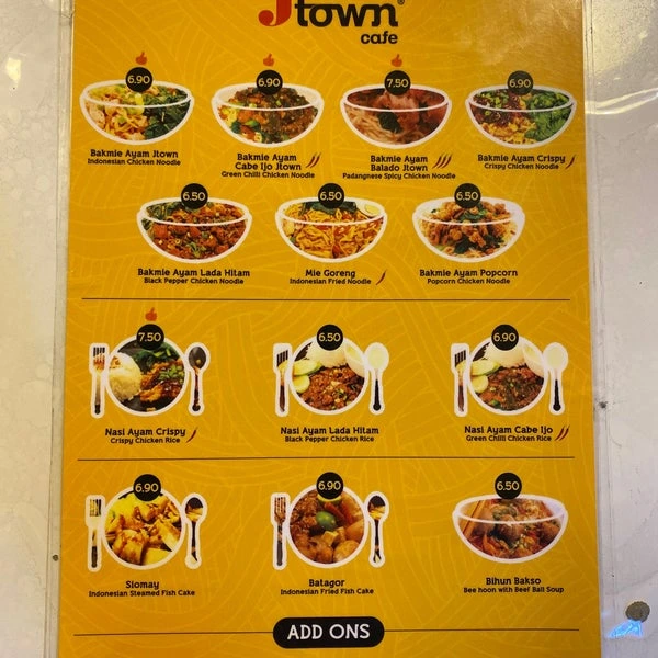 JTOWN CAFE MAIN MENU WITH PRICES 2024