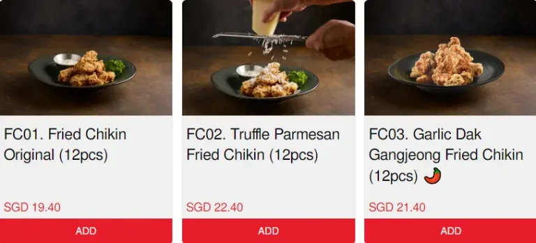 PIZZA MARU BONELESS FRIED CHICKEN MENU WITH PRICES FOR SINGAPORE