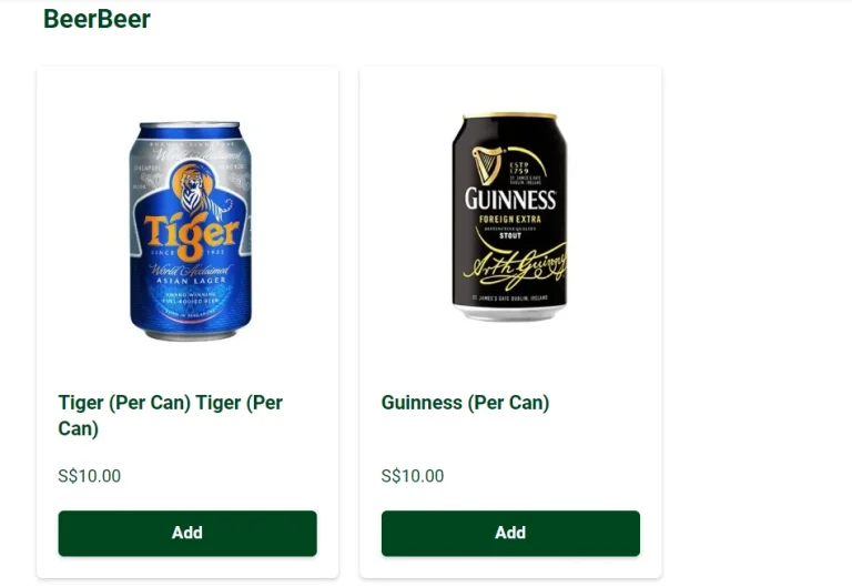 TSUI WAH BEERS MENU WITH PRICES FOR SINGAPORE