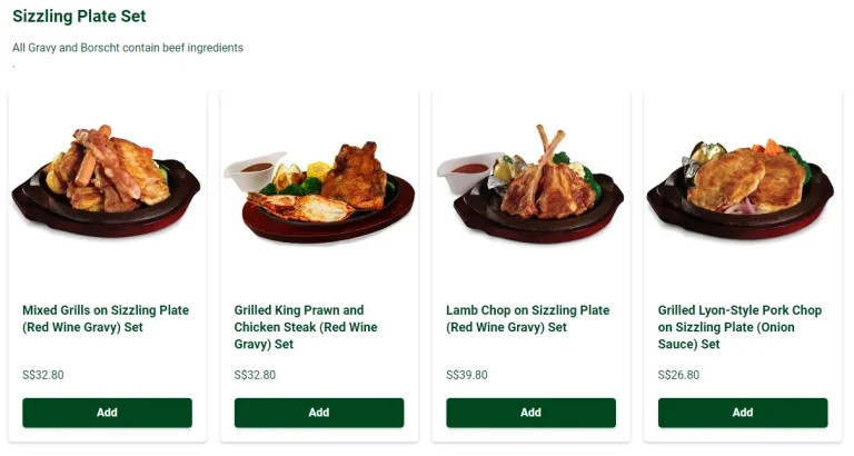 TSUI WAH SIZZLING PLATE SET MENU WITH PRICES FOR SINGAPORE