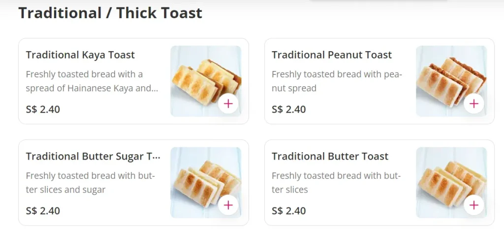 TOAST BOX TRADITIONAL/THICK TOAST MENU PRICES 2024