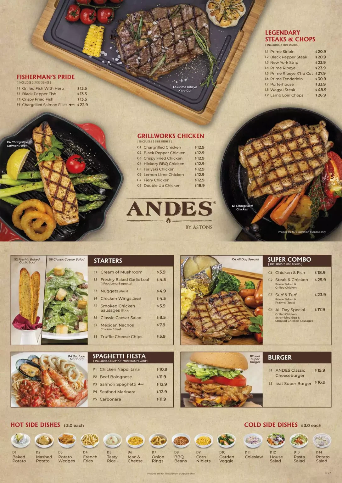 ANDES BY ASTONS STARTERS MENU WITH PRICES 2024