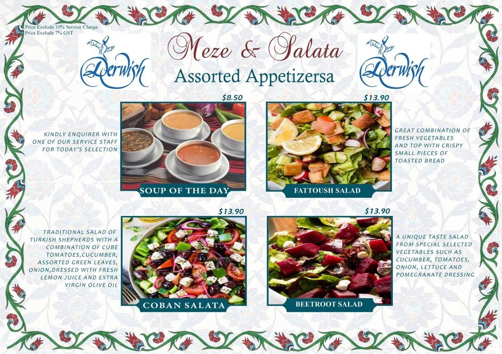 DERWISH APPETIZERS MENU 2024