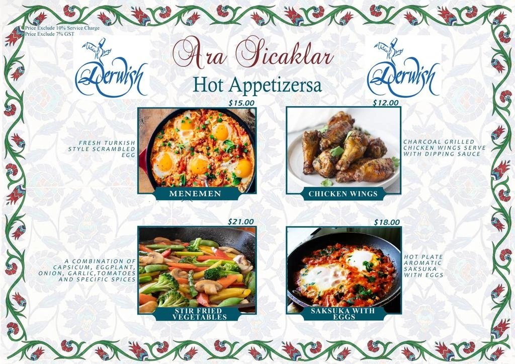 DERWISH APPETIZERS MENU 2024