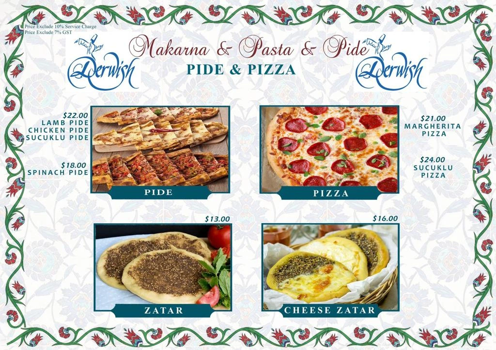 DERWISH PIDE AND PIZZA MENU 2024