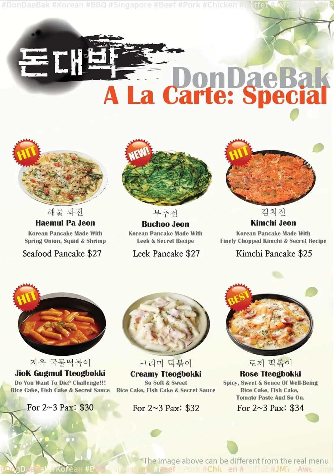 DON DAE BAK SPECIAL MENU WITH PRICES 2024