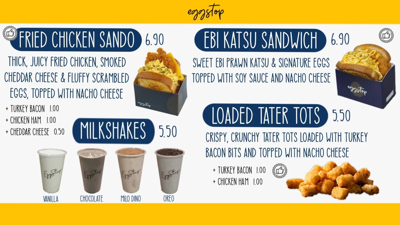 EGG STOP SIDES MENU WITH PRICES 2024