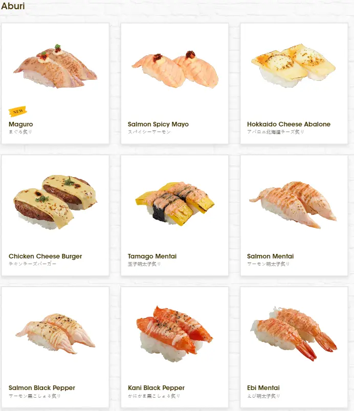 GENKI ABURI SUSHI MENU 2024