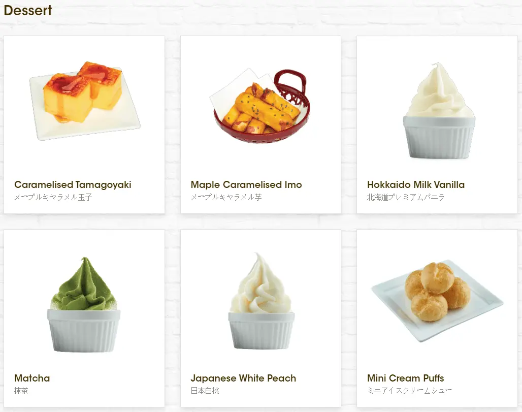 GENKI SUSHI DESSERTS & DRINKS MENU 2024