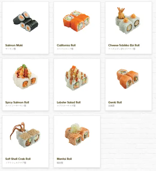 GENKI SUSHI MAKIMONO MENU WITH PRICES 2024