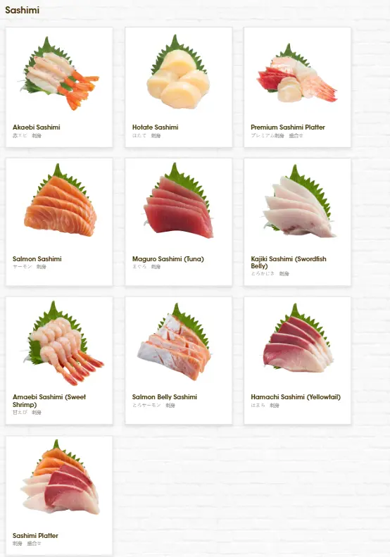 GENKI SUSHI SASHIMI MENU 2024