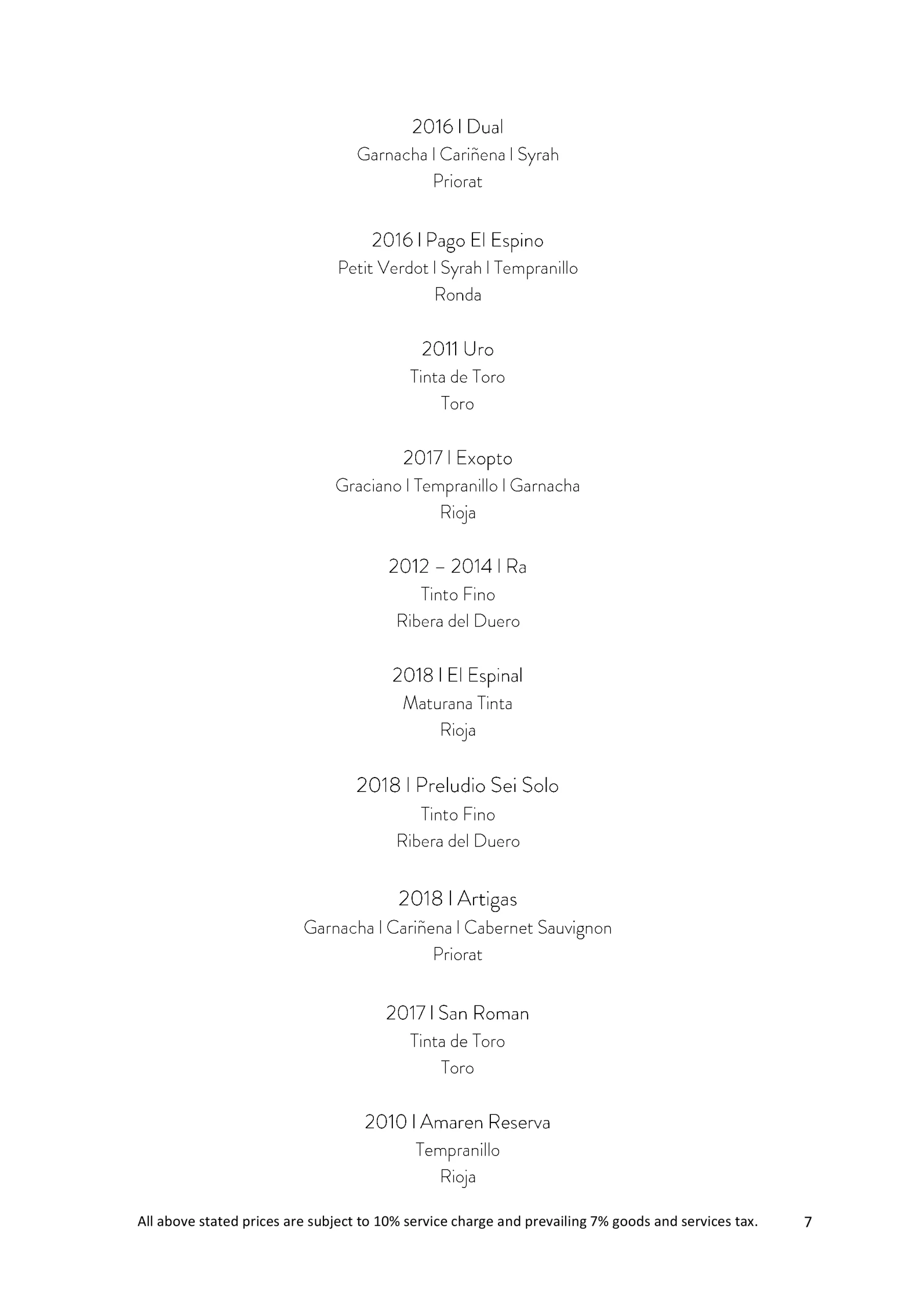 KULTO BY THE GLASS MENU 2024