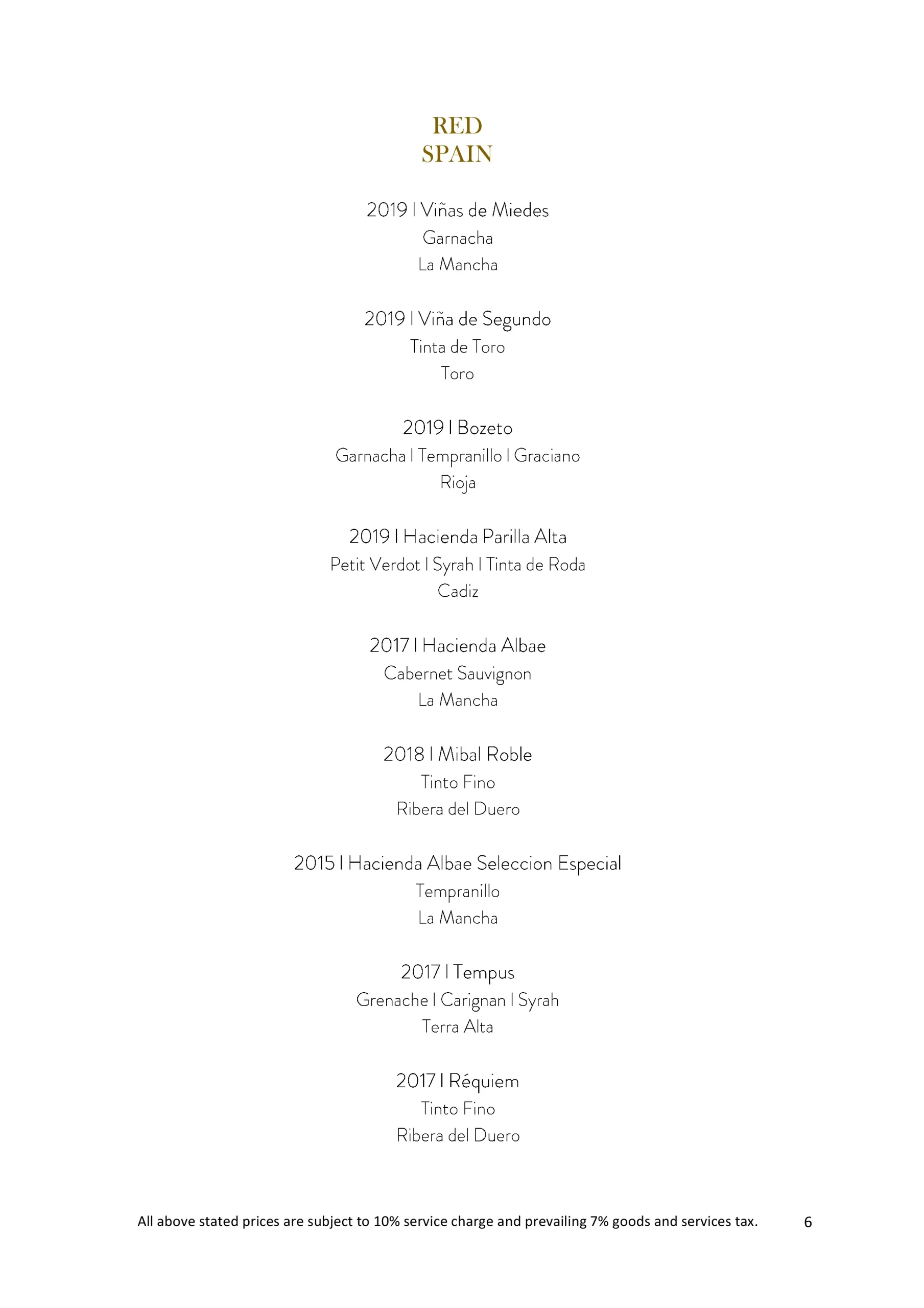 KULTO BY THE GLASS MENU 2024