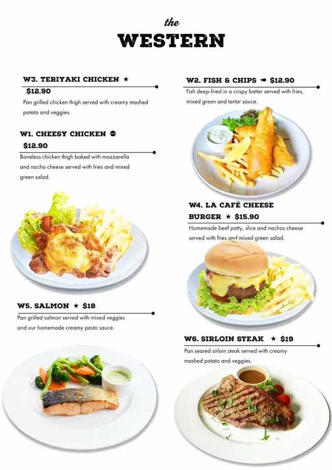 LA CAFÉ & BAR WESTERN MENU 2024