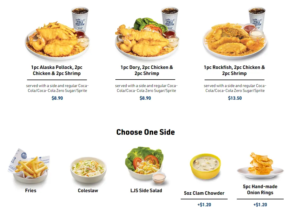 LONG JOHN SILVER’S CAPTAIN’S COMBOS MENU 2024