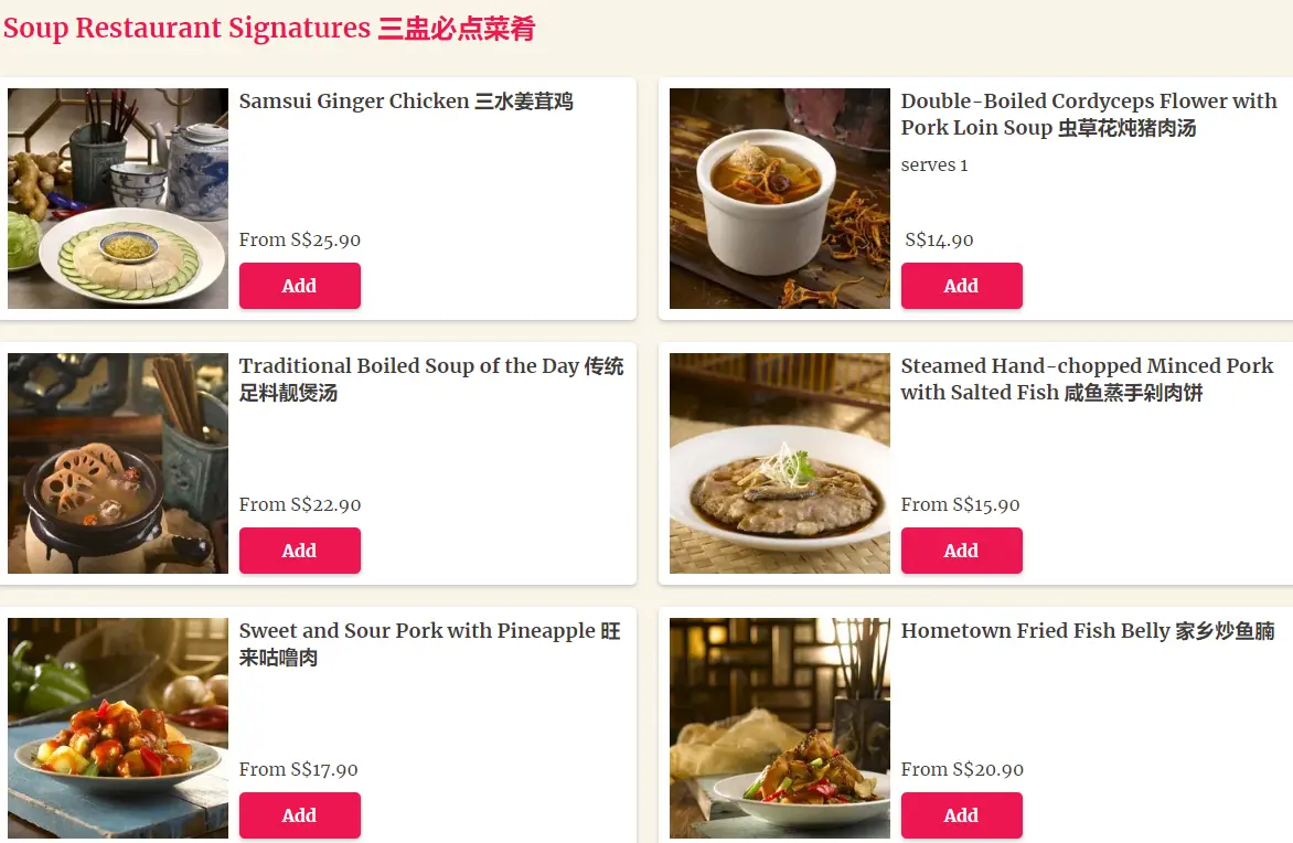 SOUP RESTAURANT SIGNATURES MENU PRICES 2024