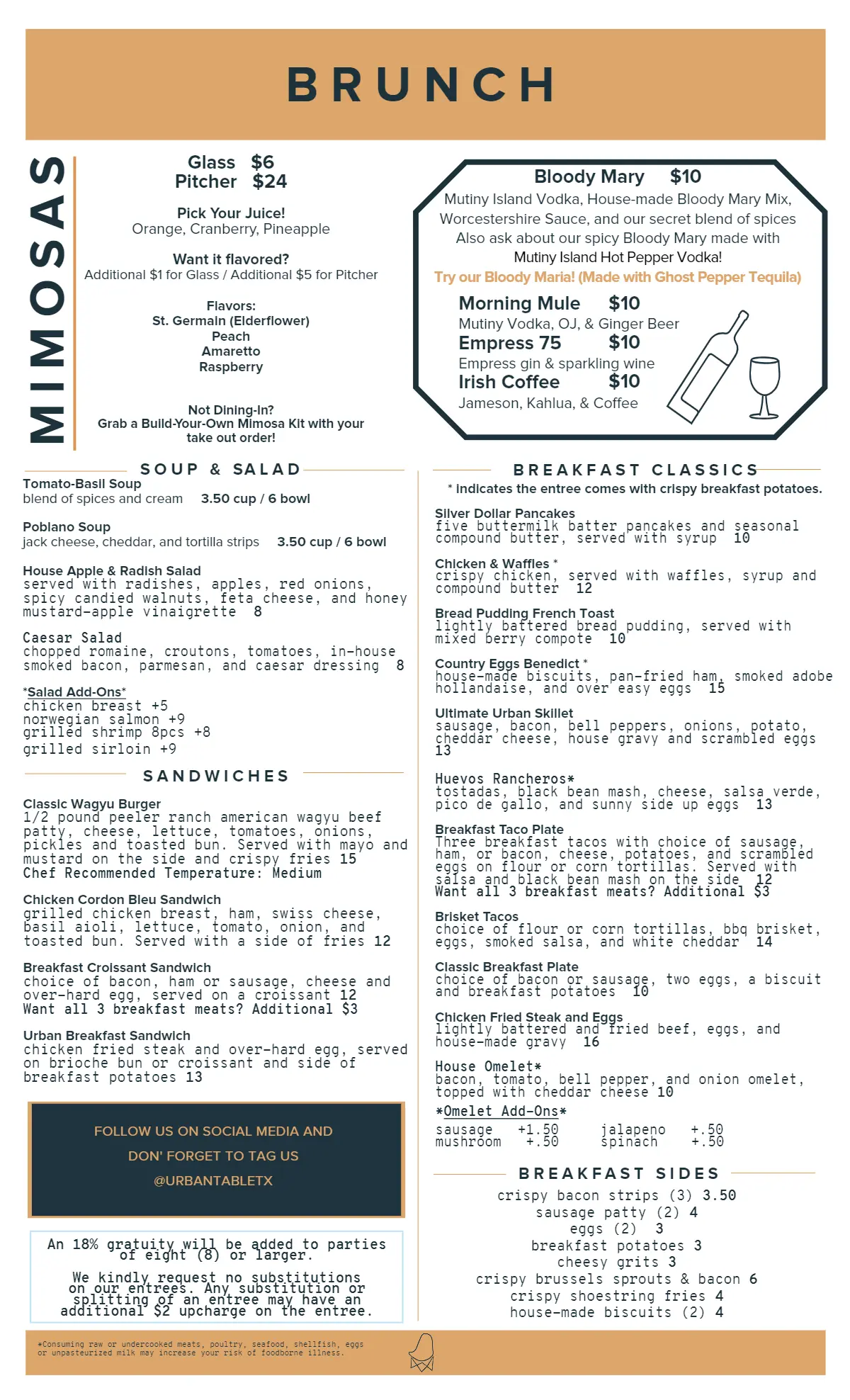 URBAN TABLE DAILY SWEETS MENU 2024