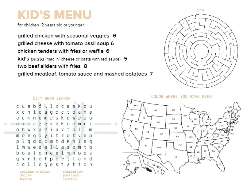 URBAN TABLE BEVERAGES MENU 2024