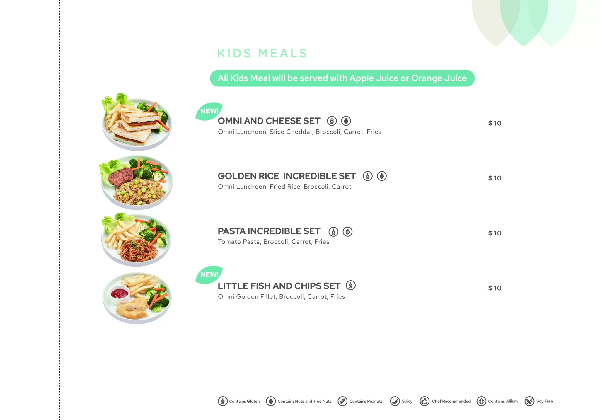 GREEN COMMON KIDS MEAL MENU PRICES 2024