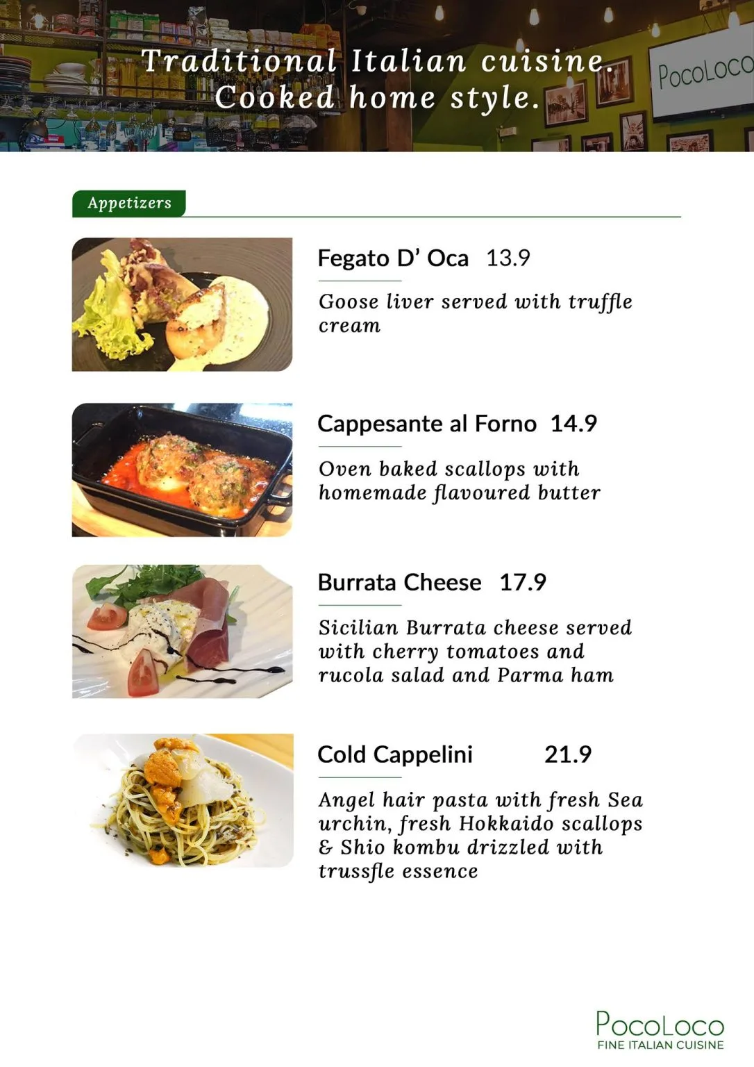 POCOLOCO APPETIZERS MENU WITH PRICE 2024