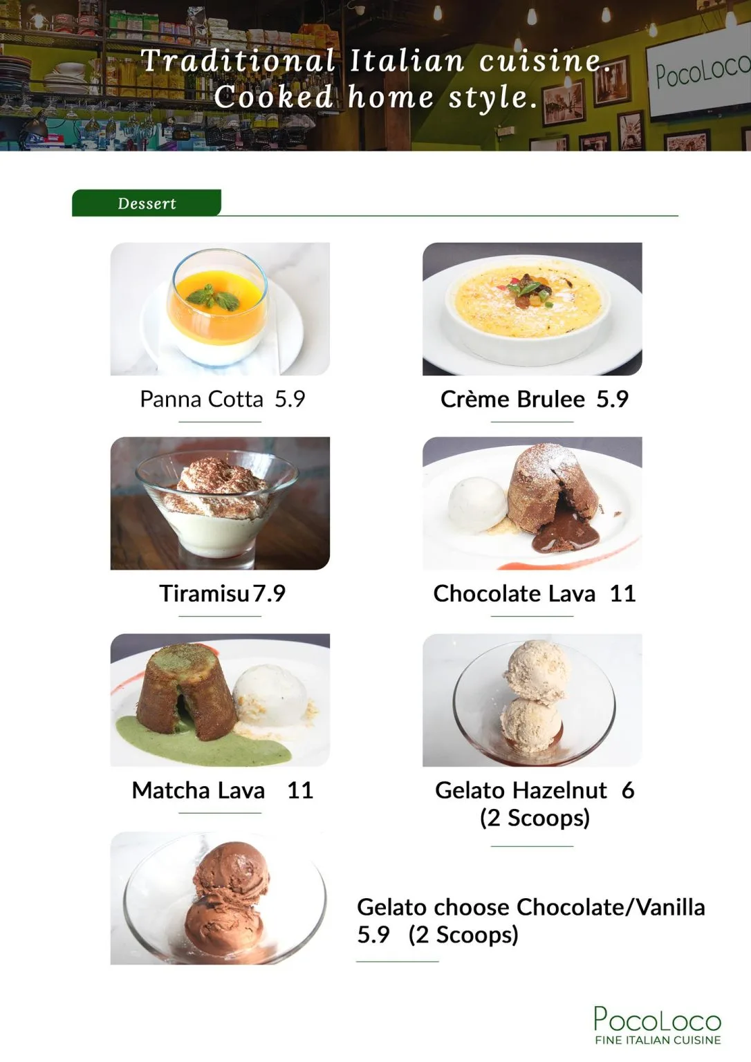 POCOLOCO DESSERTS MENU PRICES 2024