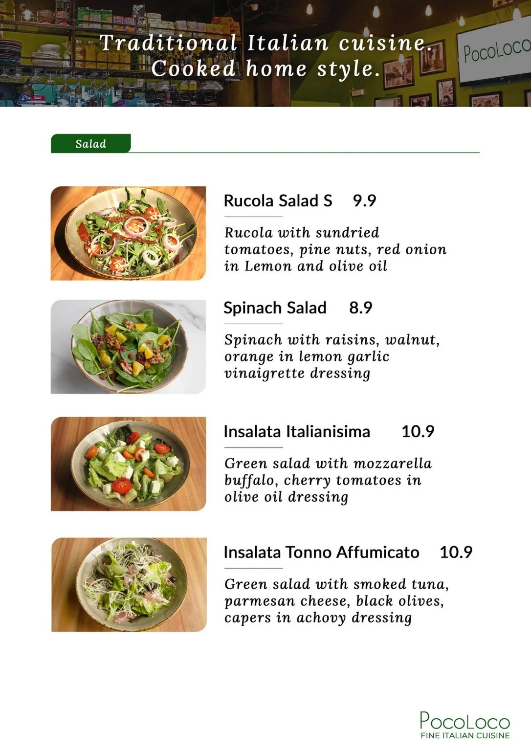 POCOLOCO SALADS MENU PRICES 2024