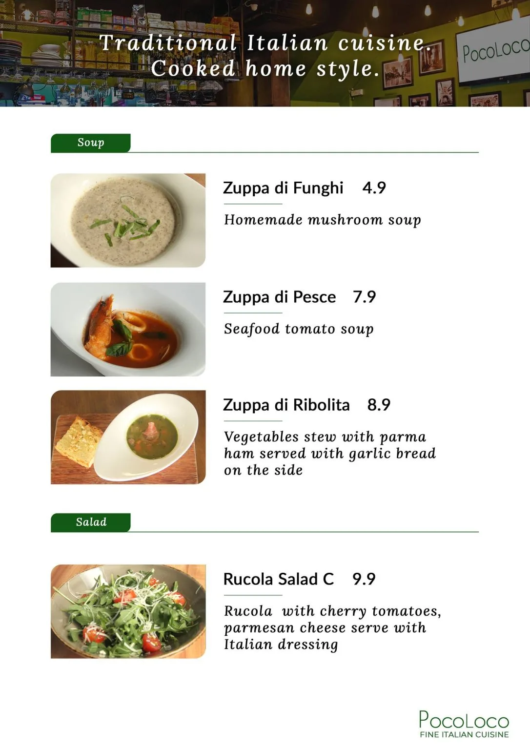 POCOLOCO SOUPS MENU PRICES 2024