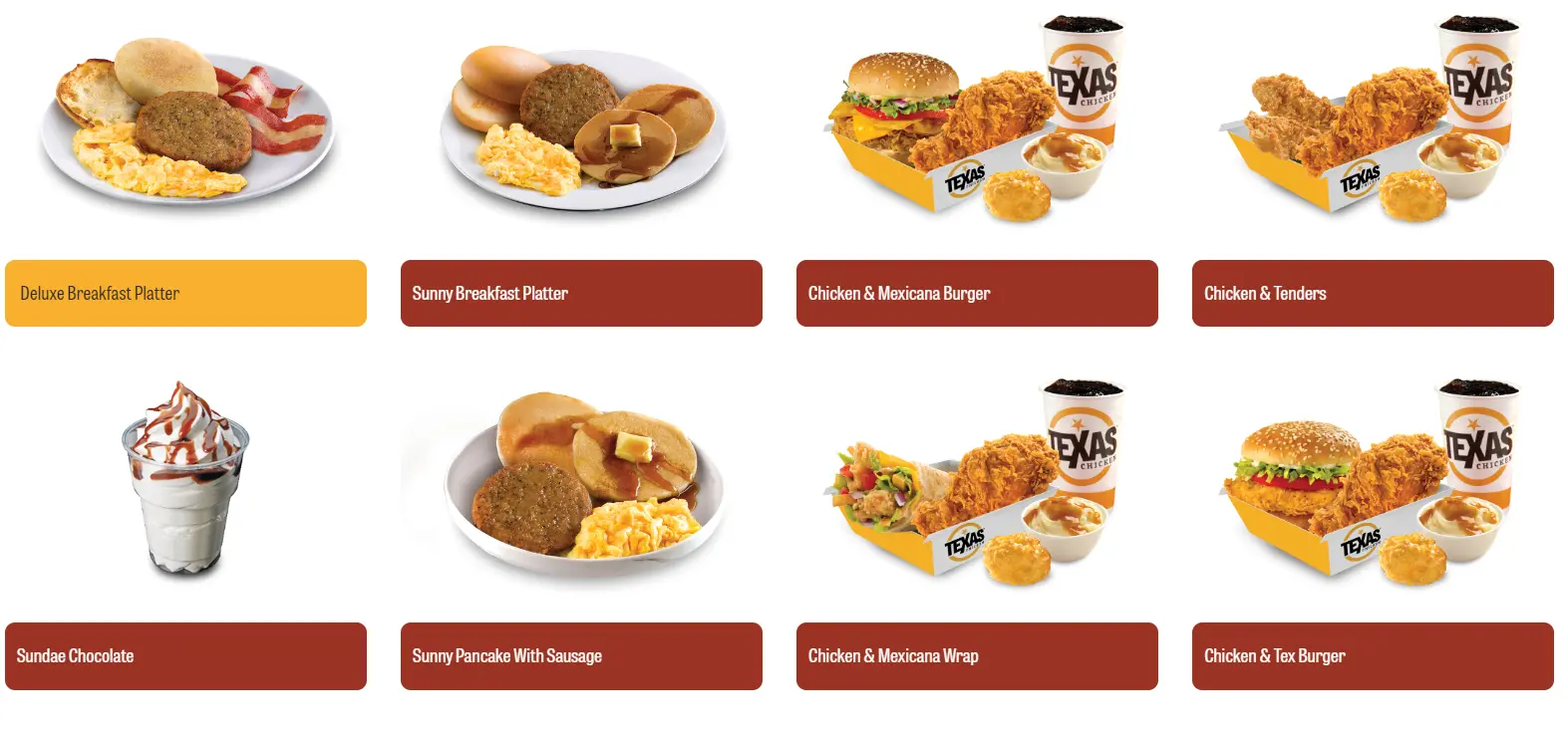 TEXAS CHICKEN BURGER & WRAPS COMBO MENU PRICES 2024