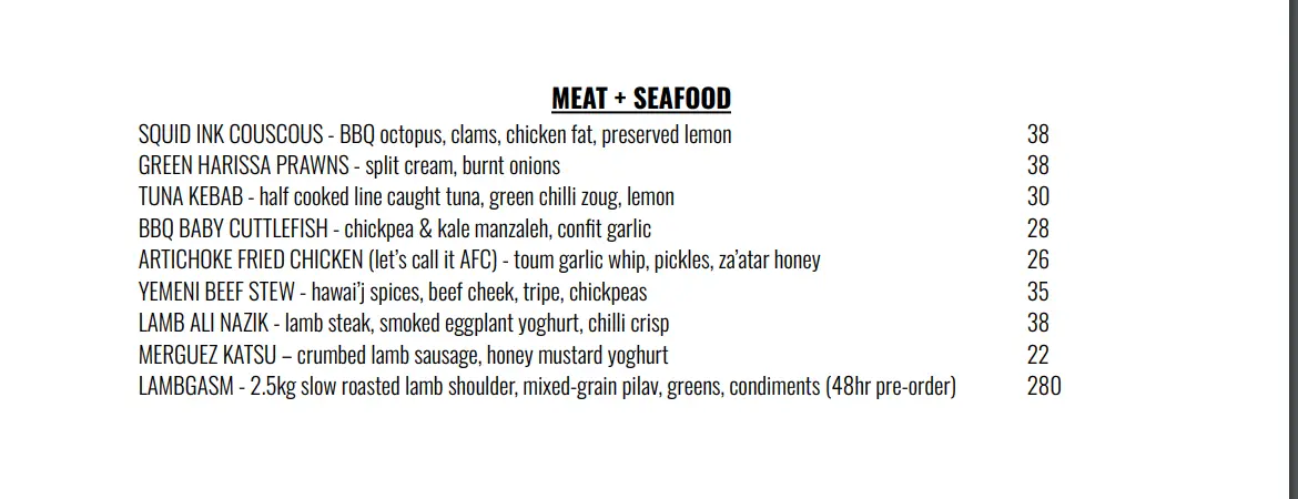 ARTICHOKE SEAFOOD & MEAT MENU PRICES 2024