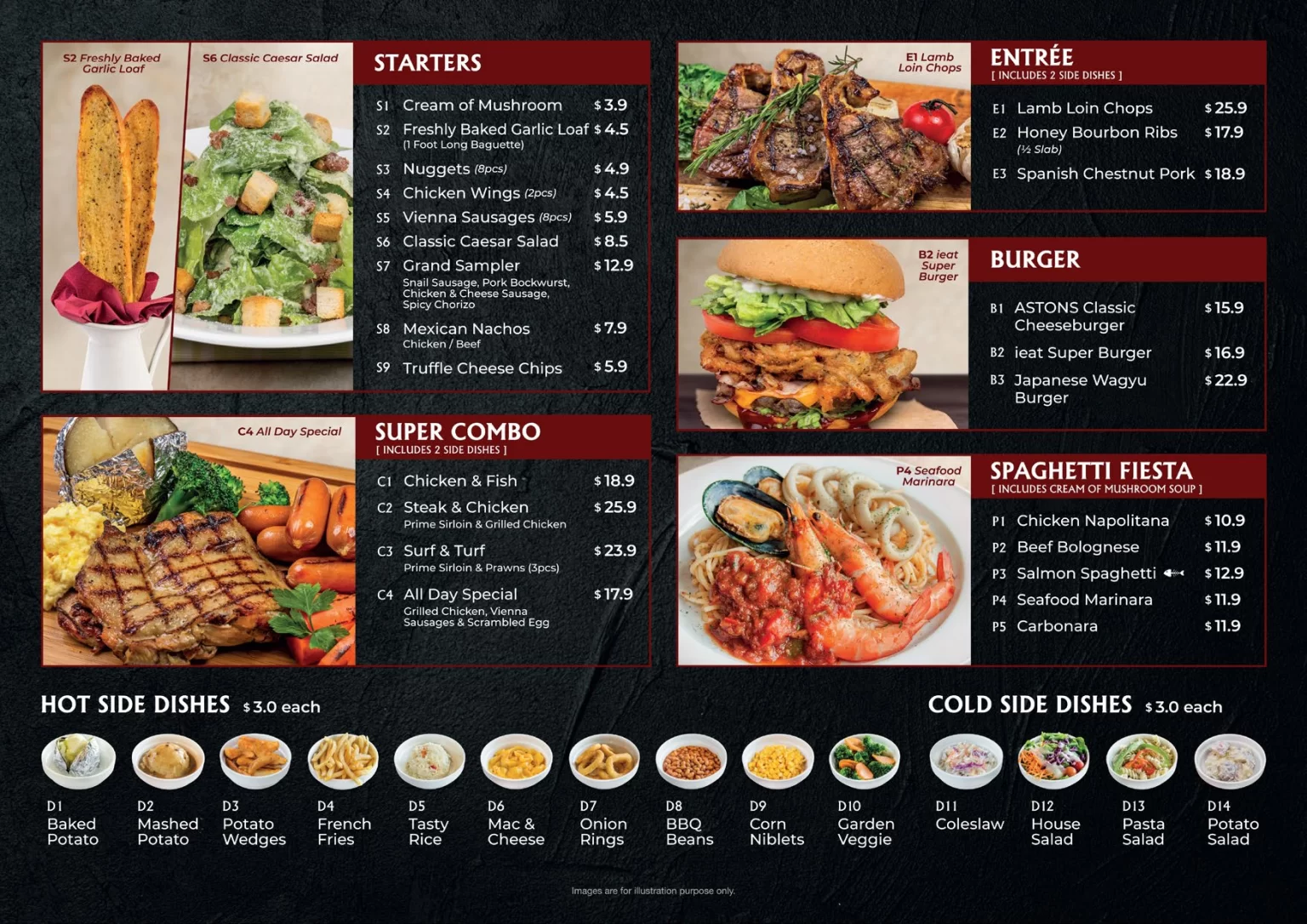 ASTONS ENTREE MENU PRICES 2024