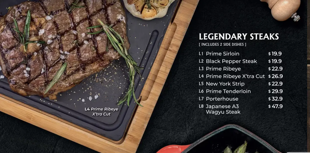 ASTONS LEGENDARY STEAKS MENU WITH PRICES 2024