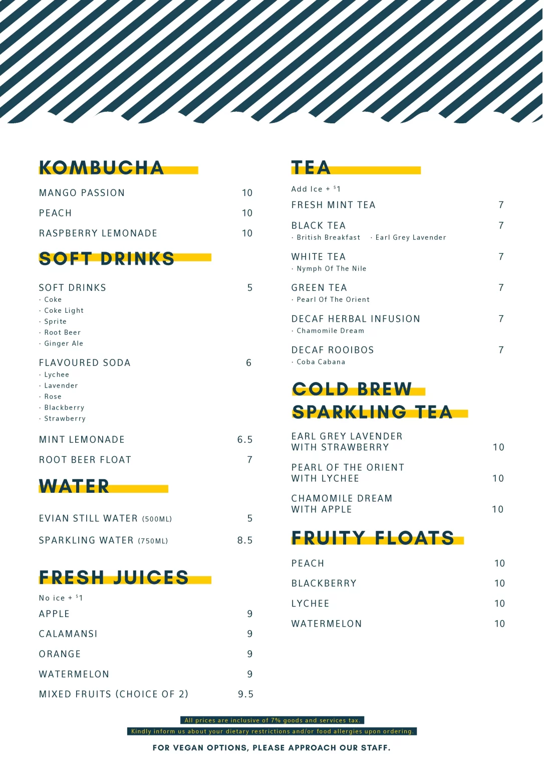 BEE’S KNEES SPIRITS MENU 2024