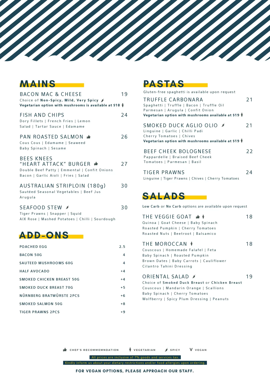 BEE’S KNEES SNACKS TO SHARE MENU PRICES 2024