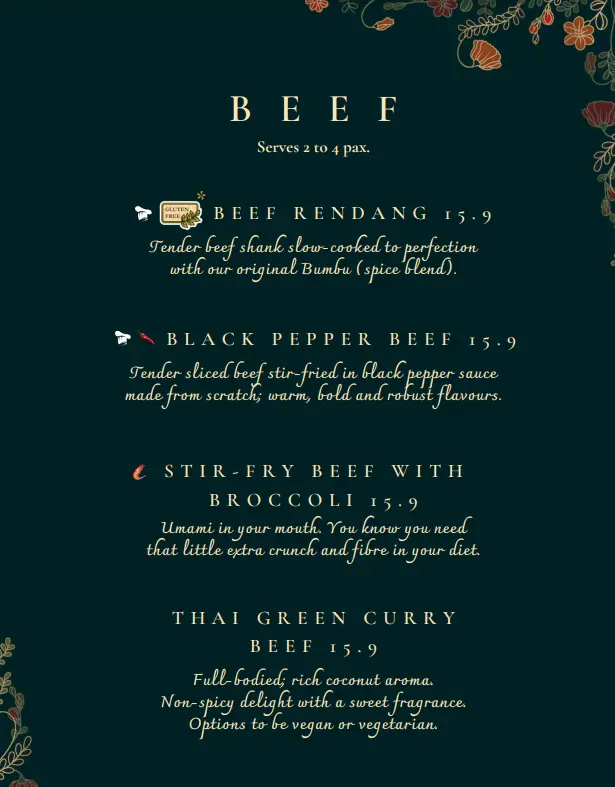 BUMBU CHICKEN & BEEF MENU 2024