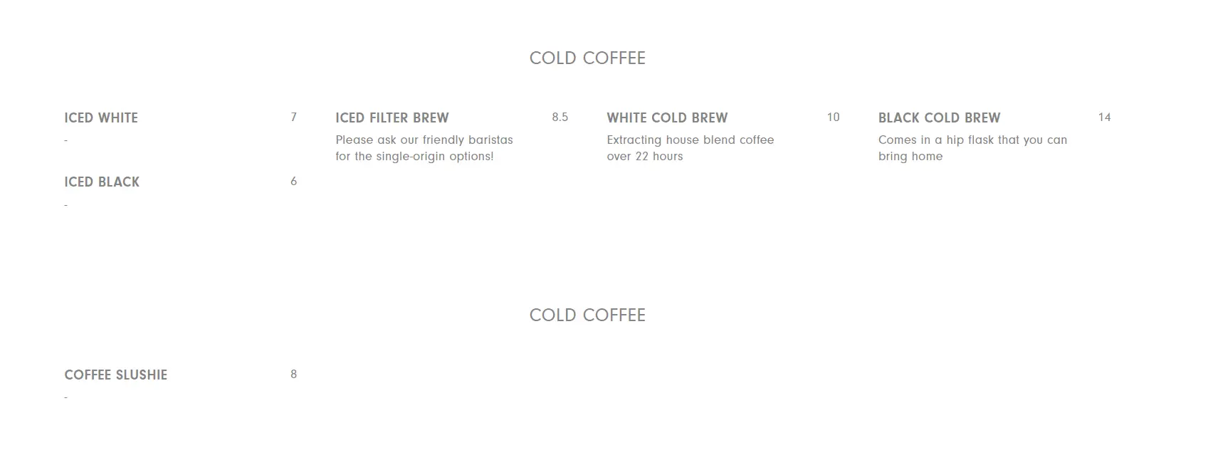 BEARDED BELLA COLD COFFEE MENU WITH PRICE 2024