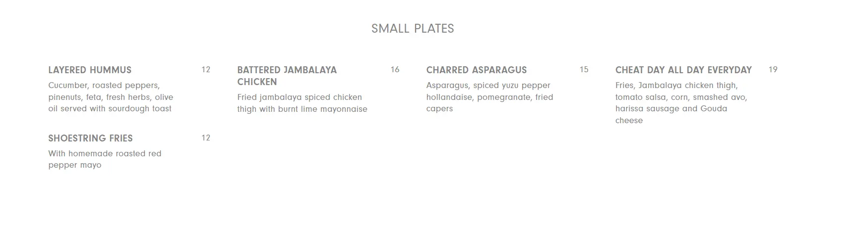 BEARDED BELLA SMALL PLATES MENU WITH PRICE 2024