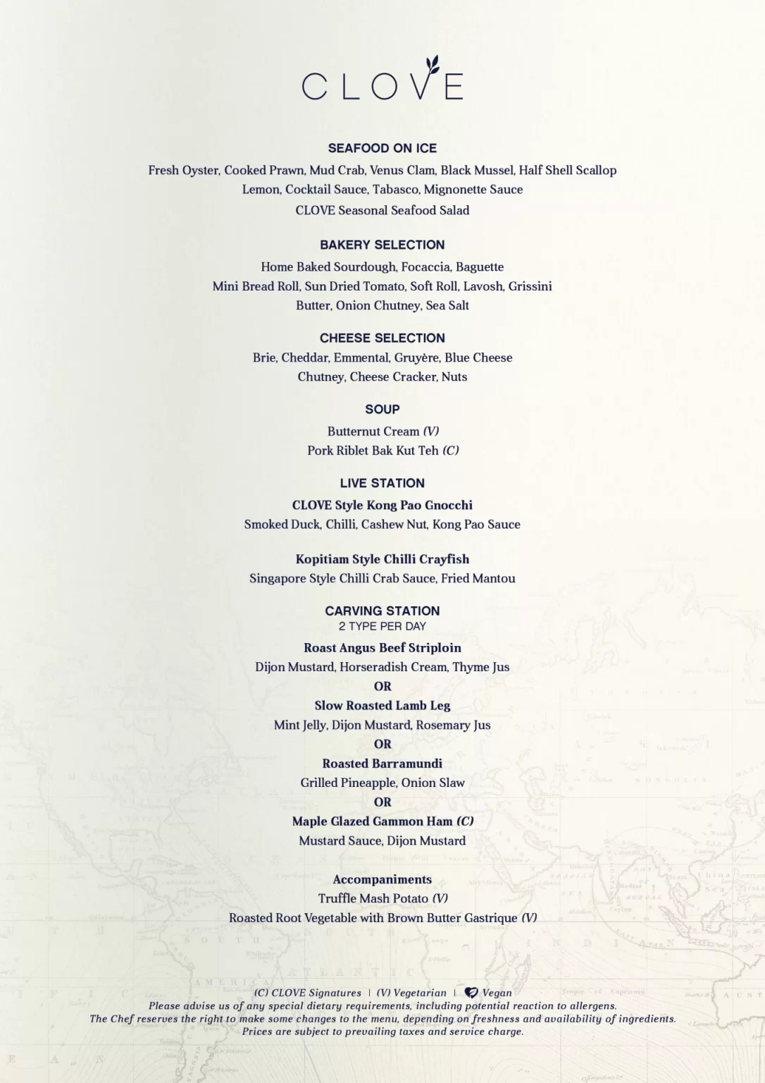 CLOVE DINNER BUFFET MENU 2024