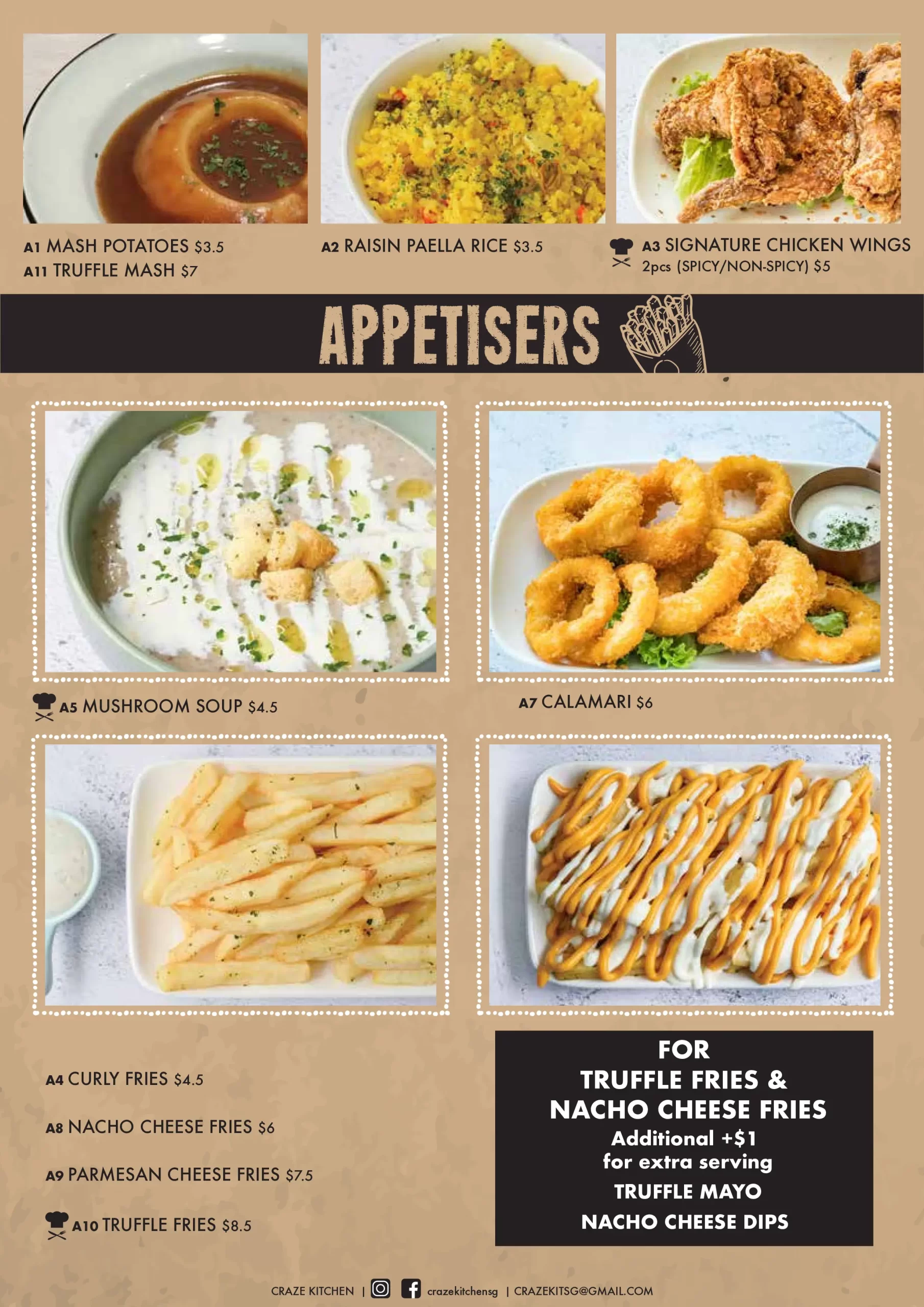 CRAZE KITCHEN APPETISERS MENU 2024