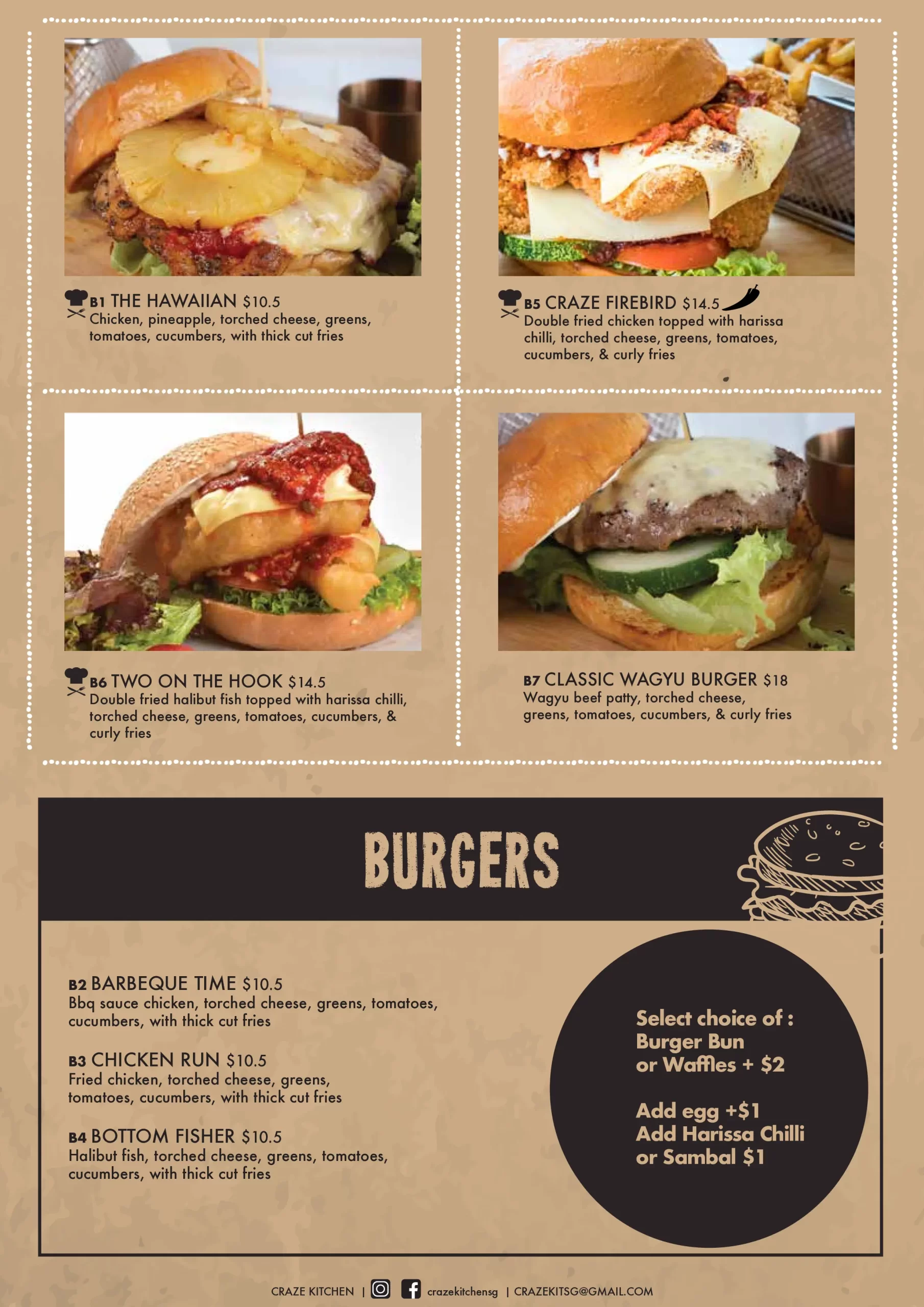 CRAZE KITCHEN BURGERS MENU 2024