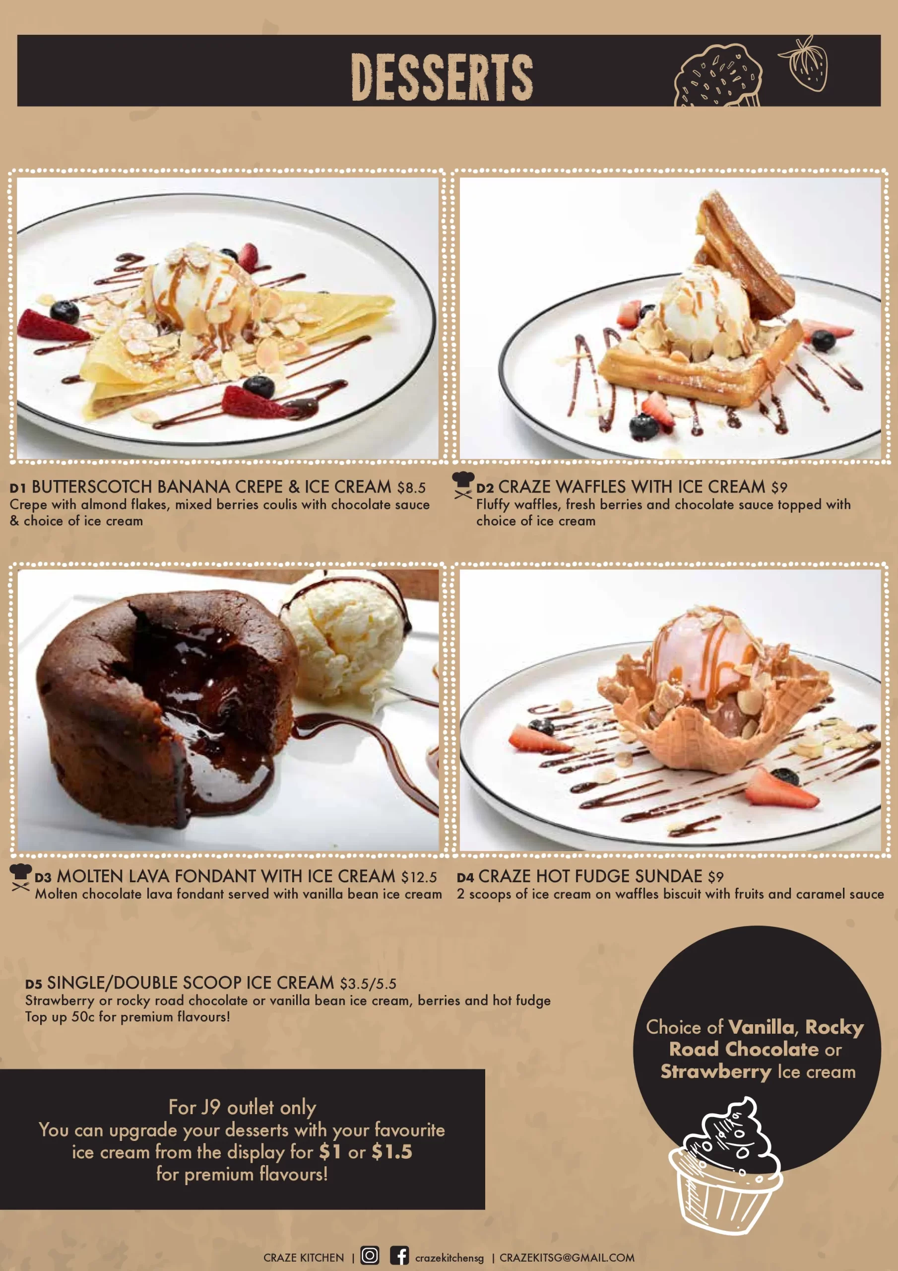 CRAZE KITCHEN DESSERTS MENU 2024