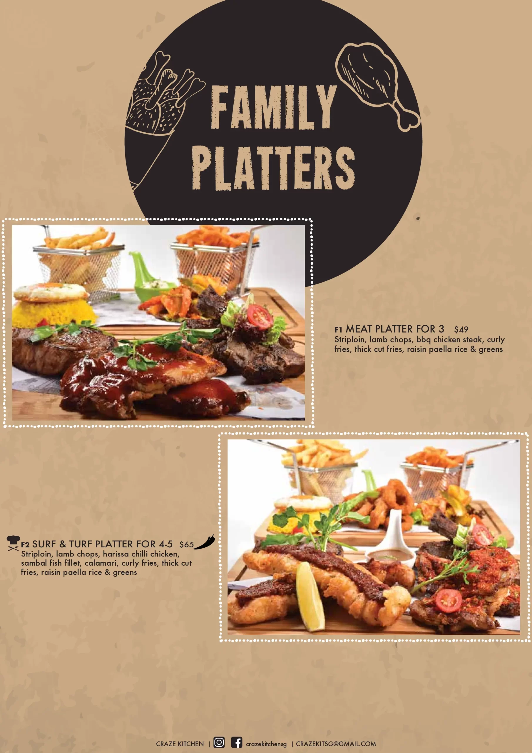 CRAZE KITCHEN FAMILY PLATTERS MENU 2024