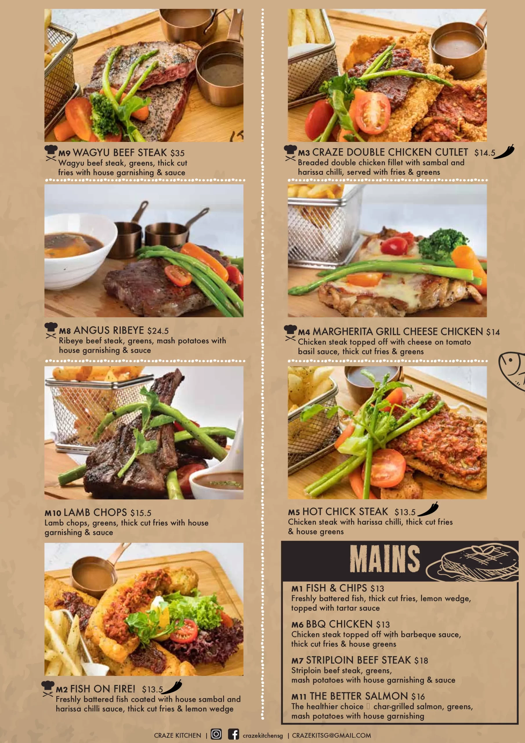 CRAZE KITCHEN MAINS MENU 2024