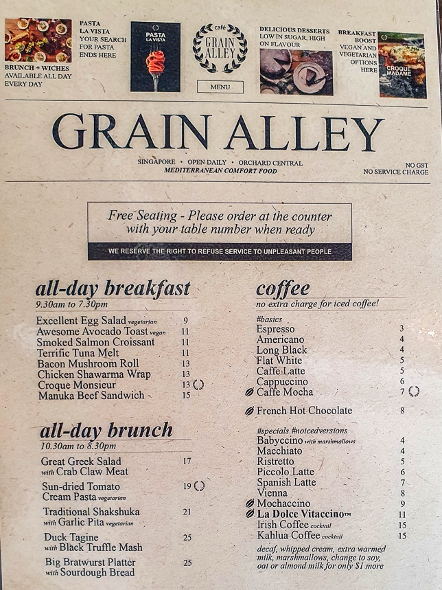 GRAIN ALLEY MAINS MENU WITH PRICES 2024